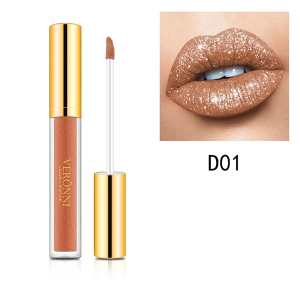 10 Colors Sexy Diamond Lip Gloss Shimmer Long Lasting Lip Makeup Waterproof Metallic Pearl Color Velvet Lipstick Cosmetics