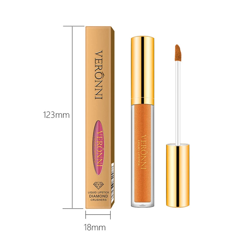 10 Colors Sexy Diamond Lip Gloss Shimmer Long Lasting Lip Makeup Waterproof Metallic Pearl Color Velvet Lipstick Cosmetics