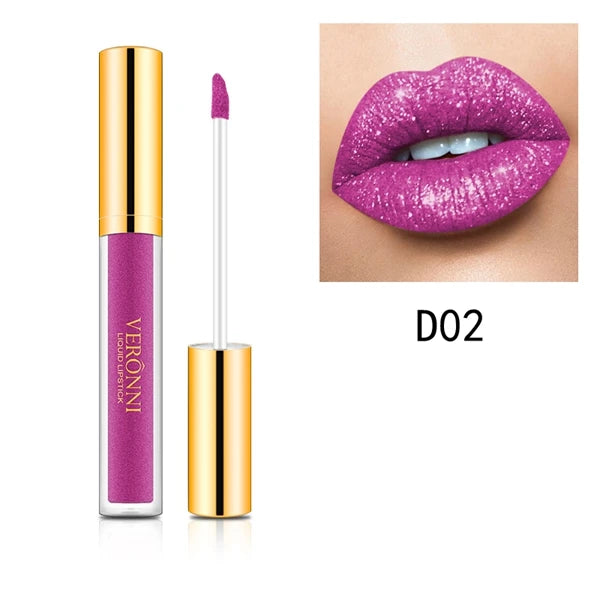 10 Colors Sexy Diamond Lip Gloss Shimmer Long Lasting Lip Makeup Waterproof Metallic Pearl Color Velvet Lipstick Cosmetics
