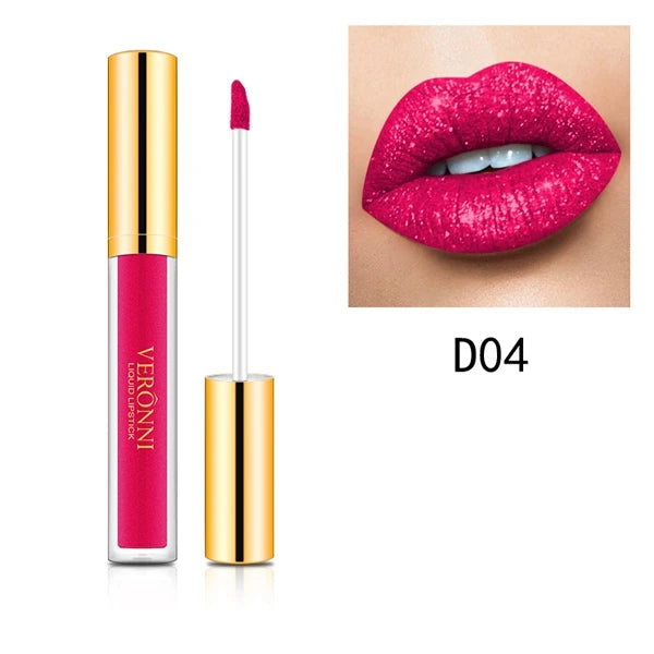 10 Colors Sexy Diamond Lip Gloss Shimmer Long Lasting Lip Makeup Waterproof Metallic Pearl Color Velvet Lipstick Cosmetics