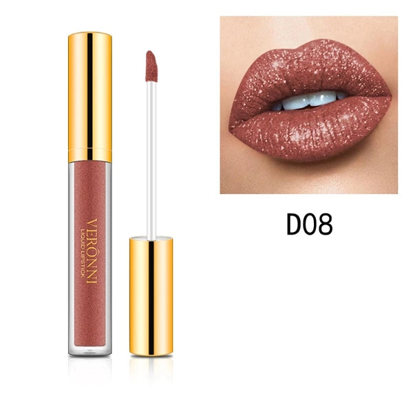 10 Colors Sexy Diamond Lip Gloss Shimmer Long Lasting Lip Makeup Waterproof Metallic Pearl Color Velvet Lipstick Cosmetics
