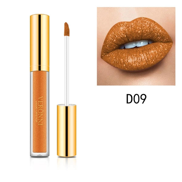 10 Colors Sexy Diamond Lip Gloss Shimmer Long Lasting Lip Makeup Waterproof Metallic Pearl Color Velvet Lipstick Cosmetics